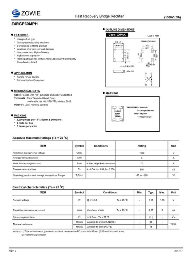 智威快恢整流桥Z4RGP30MP成为安克迷米乐 M6米乐你30W氮化镓充电器关键元件(图3)