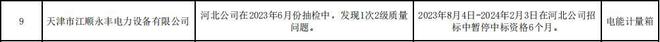 米乐 M6米乐江顺永丰电力设备被国网河北公司暂停相关产品中标资格6个月(图1)